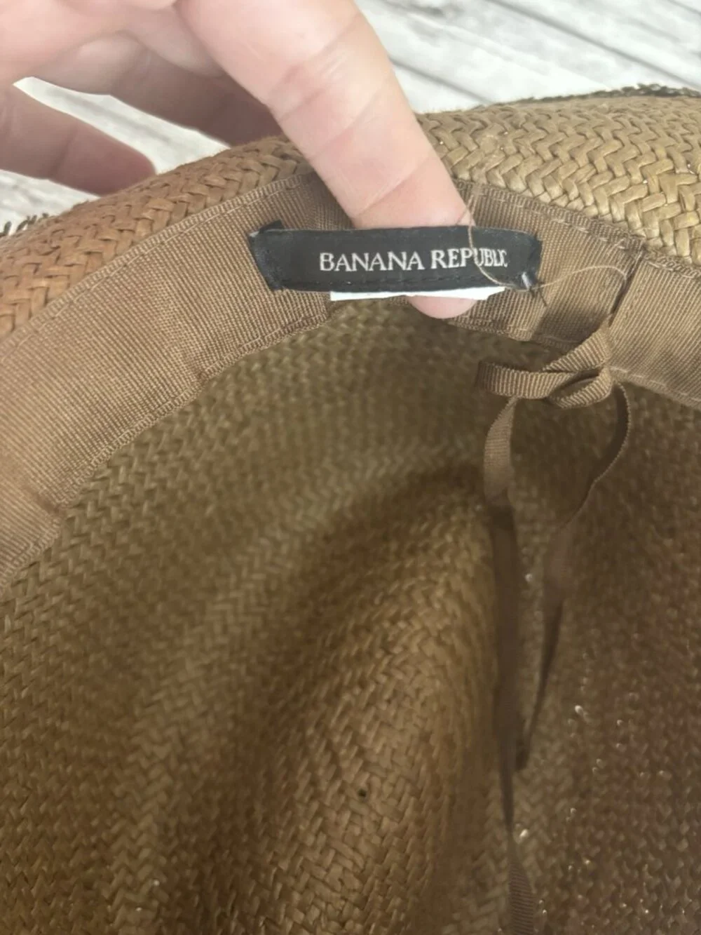Vintage Banana Republic Straw Hat Made in Italy Black Ribbon Sun Beach Fedora SM